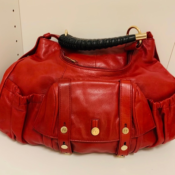 YSL RAMS HORN HANDLE BAG- Collectors item. Red calfskin leather. - Picture 1 of 14